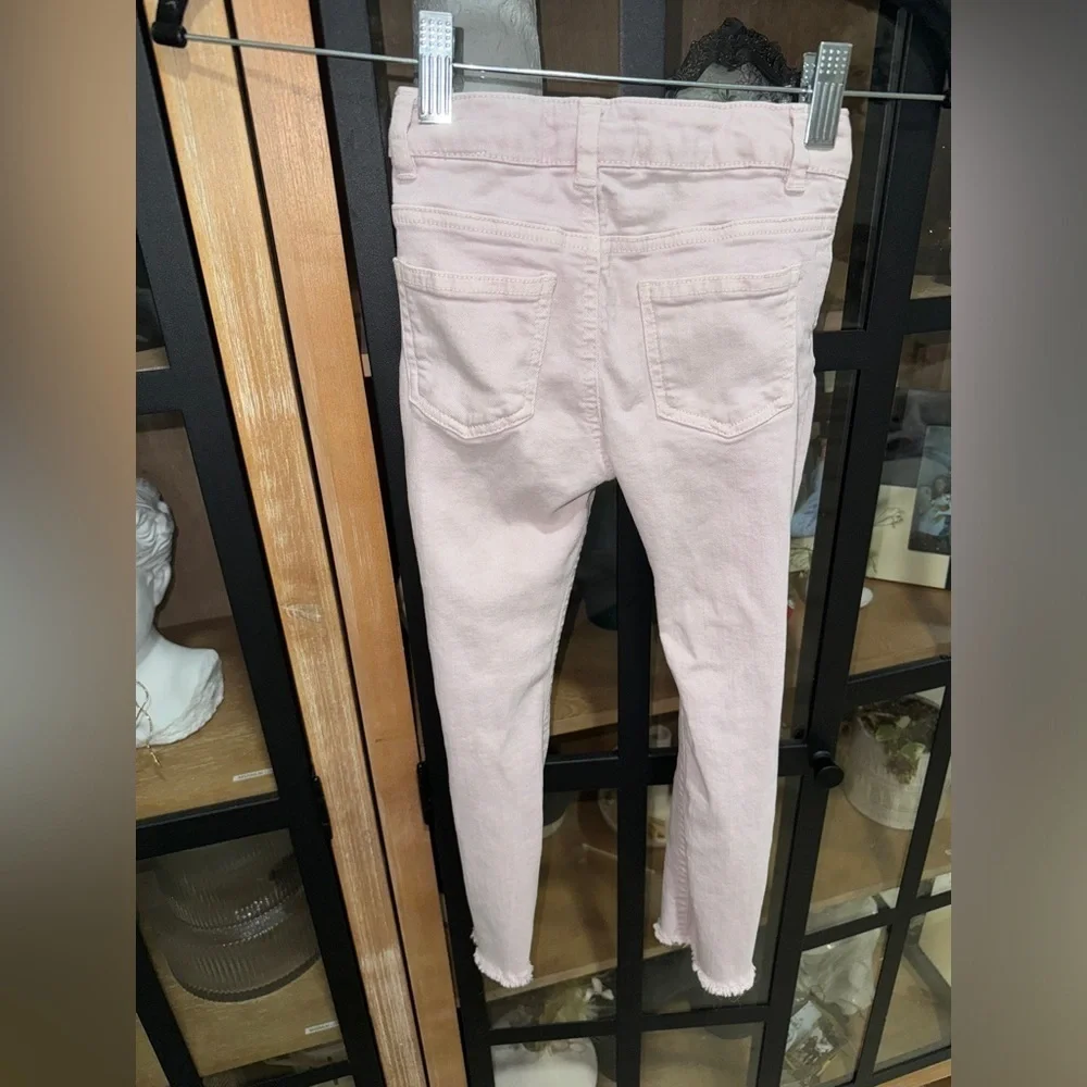 Zara Kids jeans toddler pants girl buttons high rise waisted skinny raw hem